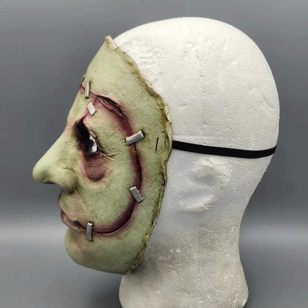Horror Mask Green Stitched Zombie Latex Slasher Cosplay Mask Halloween Scary